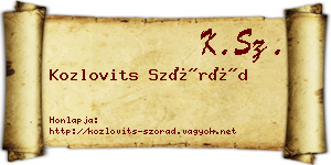 Kozlovits Szórád névjegykártya
